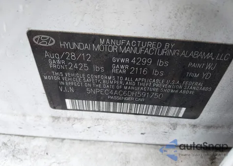 2013 Hyundai Sonata Limited from USA, damaged, VIN 5NPEC4AC6DH591750
